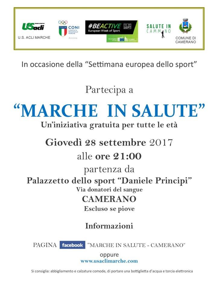 Camminata Camerano giovedì 28 settembre 2017