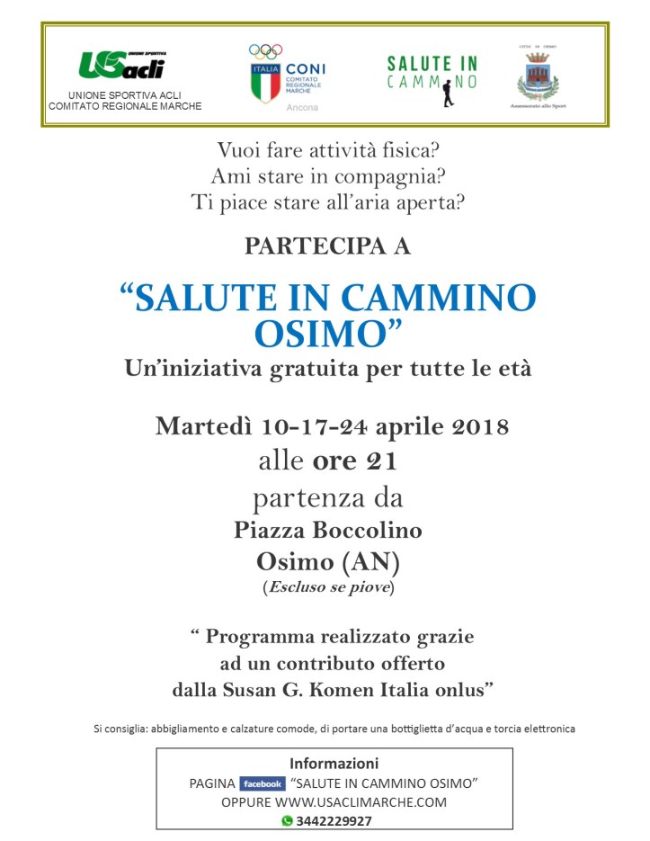 volantino camminate Osimo aprile 2018